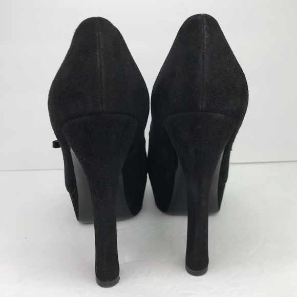 YSL Yves Saint Laurent Black Suede Tribtoo Mary Jane Platform Heels Size 38 - Picture 8 of 16